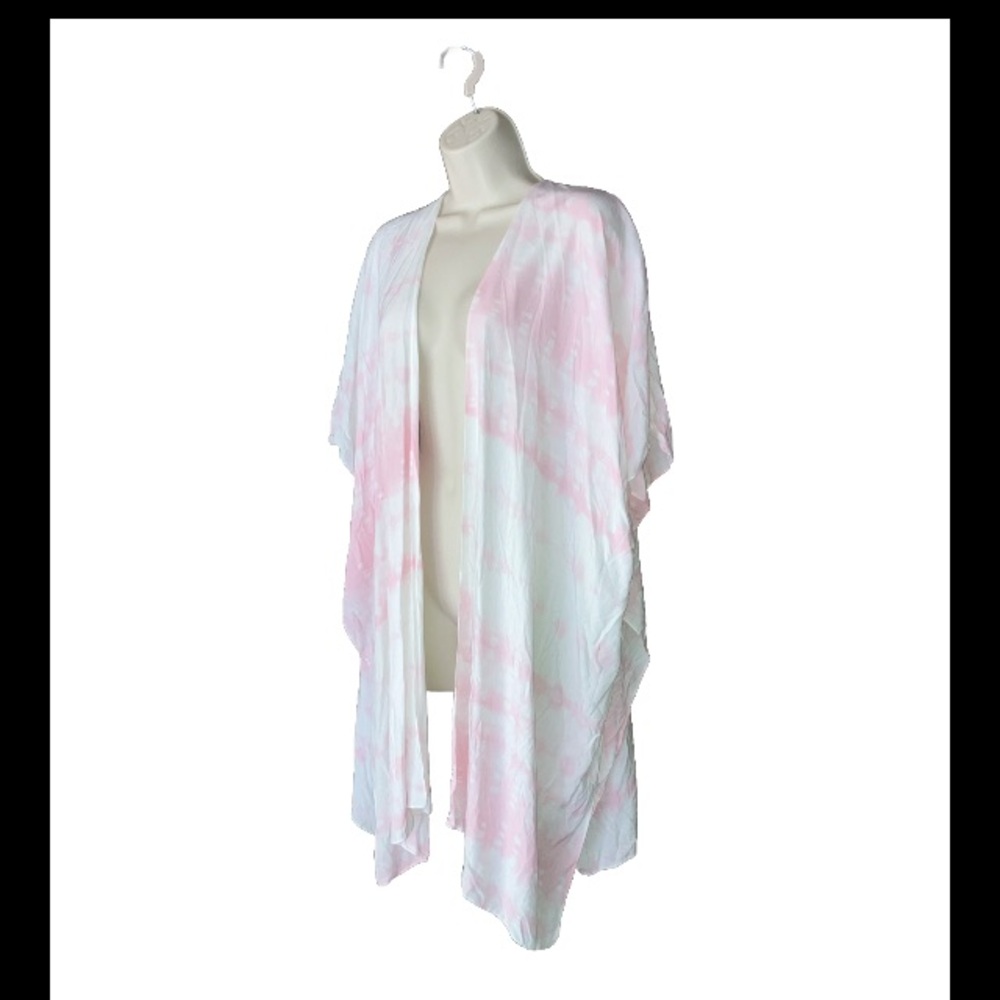 Steve Madden Light Pink Tie-Dye Viscose Cover Up Kimono Beach Pool Swim Vacation